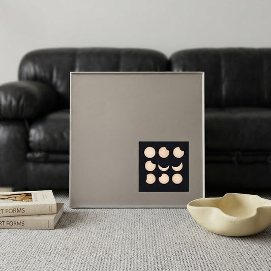 Square Stainless Steel Moon Phase Wall Artwork, Silver Frame