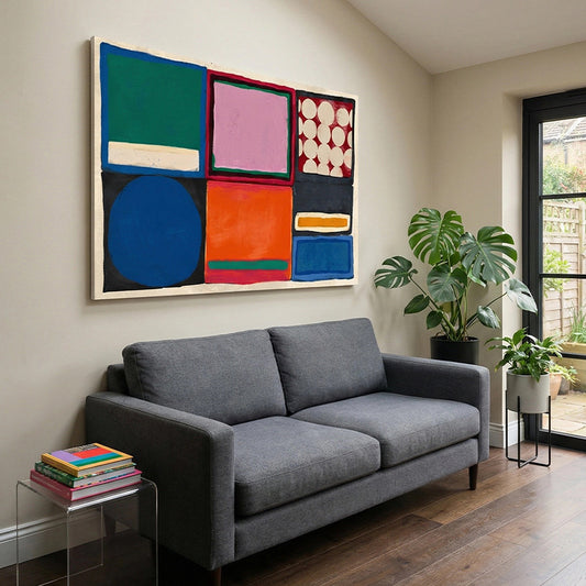 Vibrant Color Block Geometric Canvas Print for Wall Display