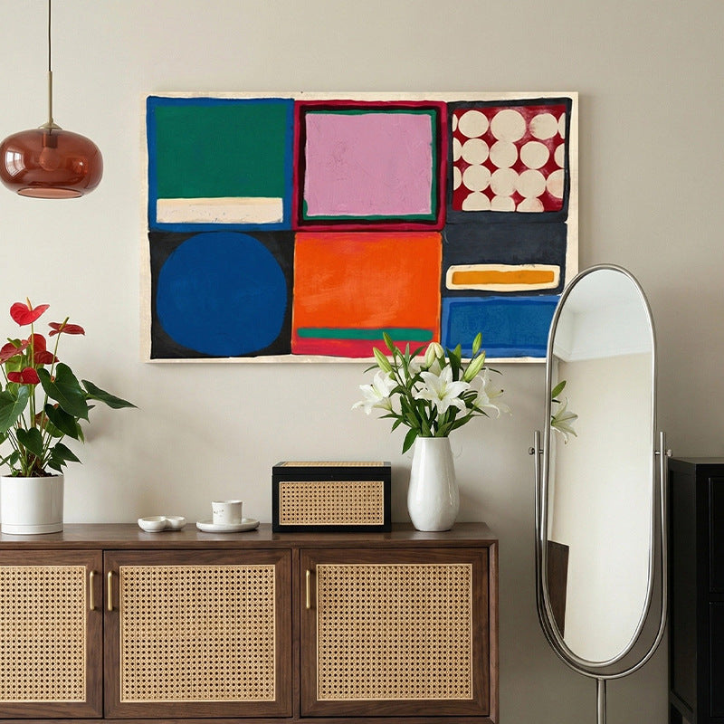 Vibrant Color Block Geometric Canvas Print for Wall Display