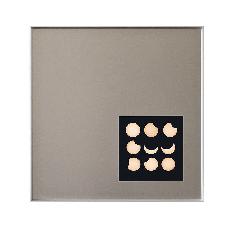 Square Stainless Steel Moon Phase Wall Artwork, Silver Frame