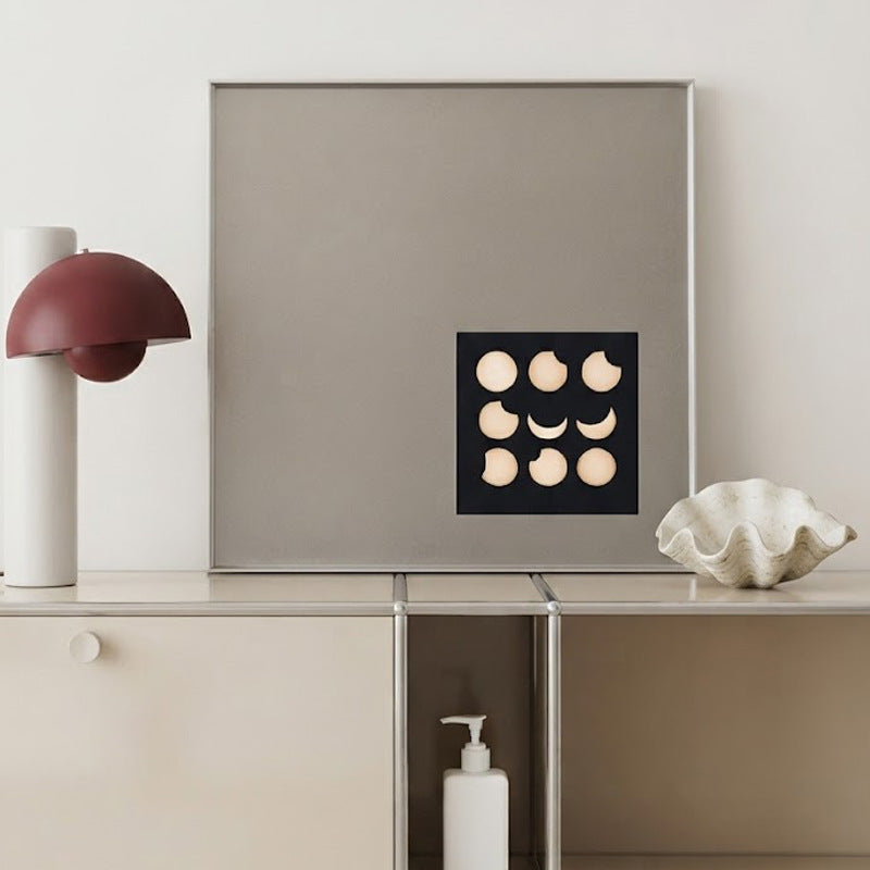 Square Stainless Steel Moon Phase Wall Artwork, Silver Frame