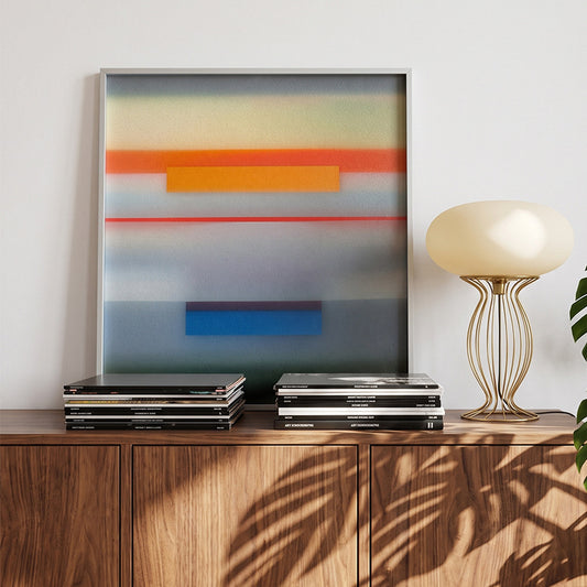 Square Horizon Spectrum Textured Canvas Decor with Metal Frame