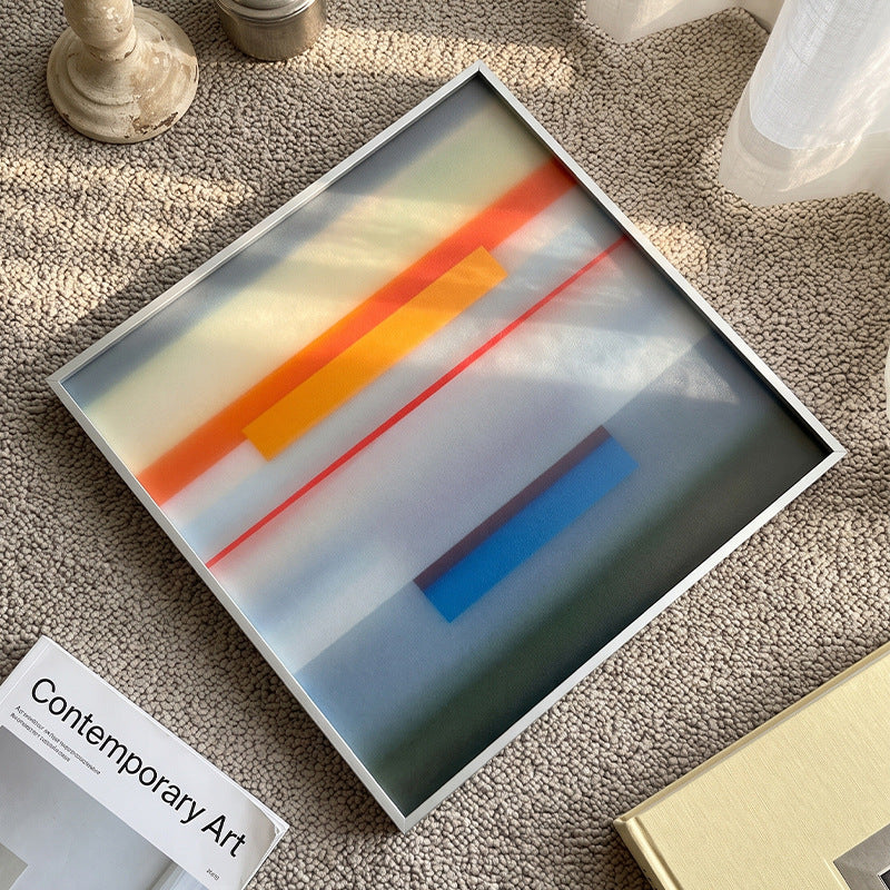 Square Horizon Spectrum Textured Canvas Decor with Metal Frame