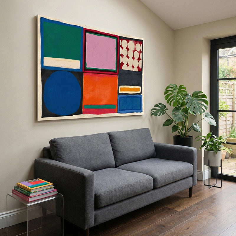 Vibrant Color Block Geometric Canvas Print for Wall Display