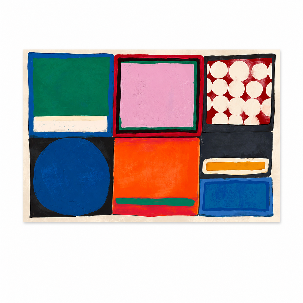 Vibrant Color Block Geometric Canvas Print for Wall Display